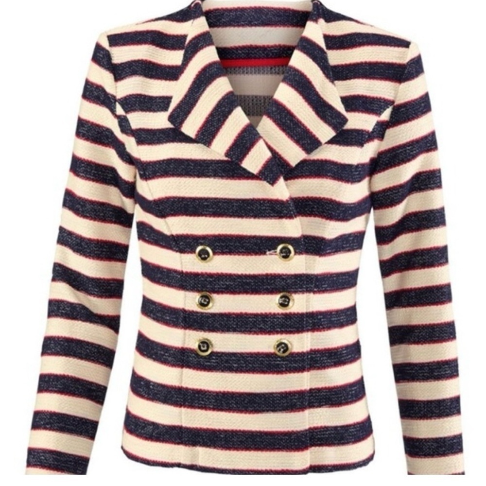 Cabi Love, Carl Collection Double Breasted Old Money Nautical Cruise Jacket